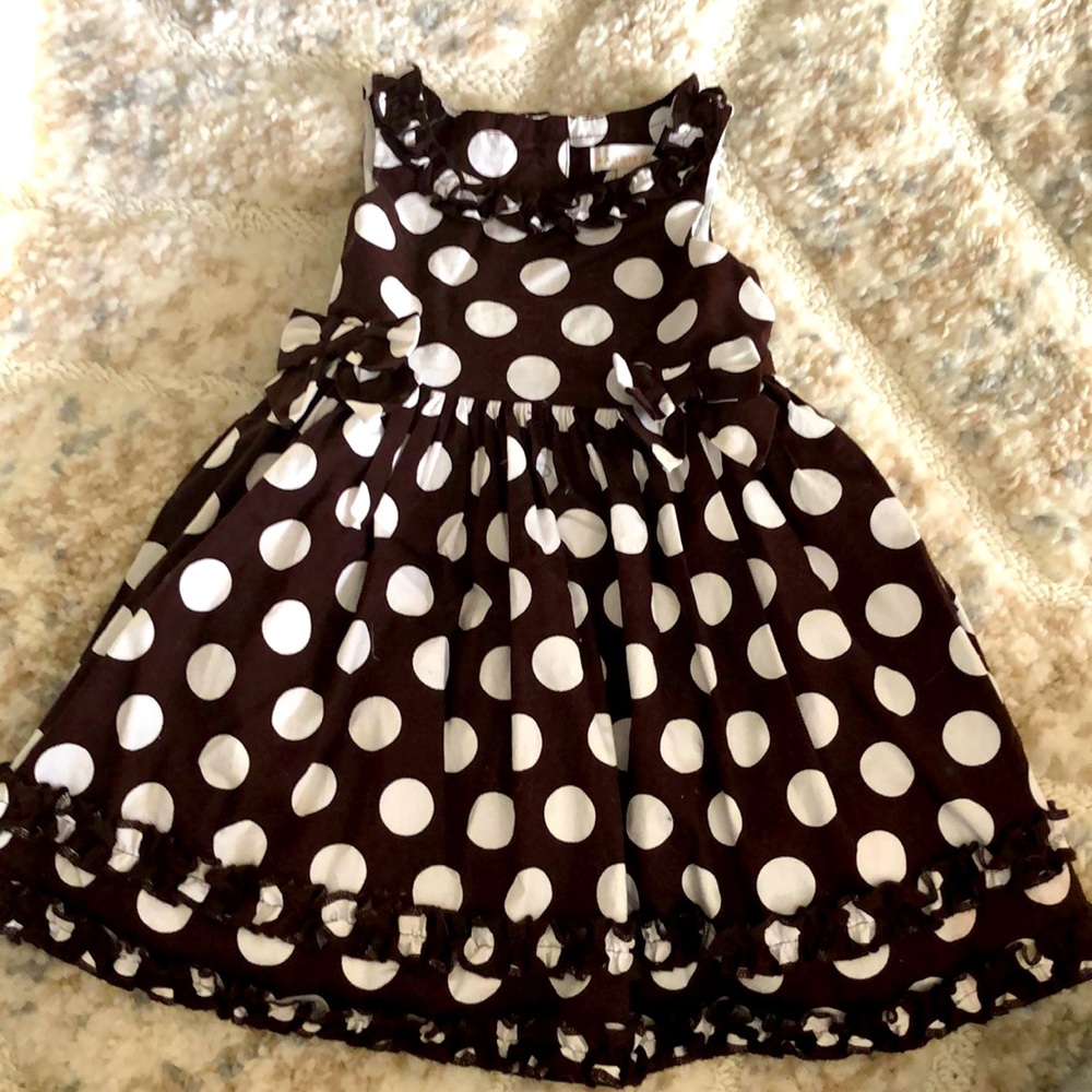 Brown/White Polka Dot Toddler Dress 2T